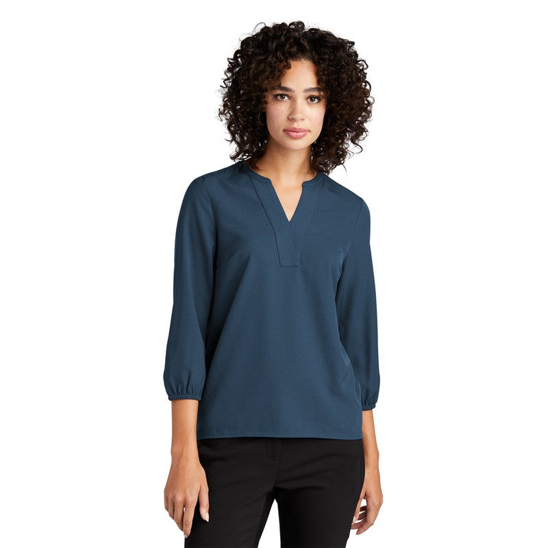 CAPELLA Mercer+Mettle™ Women's Stretch Crepe 3/4-Sleeve Blouse - Insignia Blue