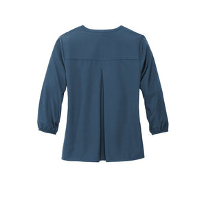 NEW CAPELLA Mercer+Mettle™ Women's Stretch Crepe 3/4-Sleeve Blouse - Insignia Blue