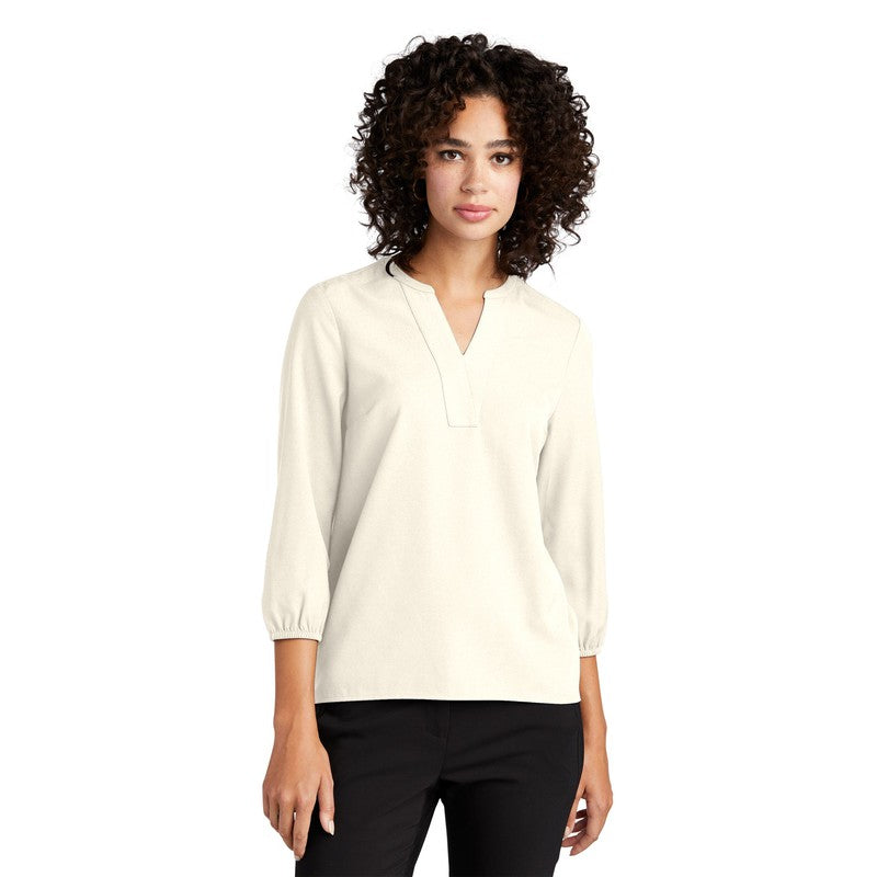 CAPELLA Mercer+Mettle™ Women's Stretch Crepe 3/4-Sleeve Blouse - Ivory Chiffon