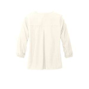 NEW CAPELLA Mercer+Mettle™ Women's Stretch Crepe 3/4-Sleeve Blouse - Ivory Chiffon
