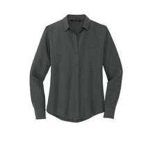 Load image into Gallery viewer, NEW CAPELLA Mercer+Mettle™ Women&#39;s Stretch Crepe Long Sleeve Camp Blouse - Anchor Grey