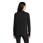 CAPELLA Mercer+Mettle™ Women's Stretch Crepe Long Sleeve Camp Blouse - Deep Black