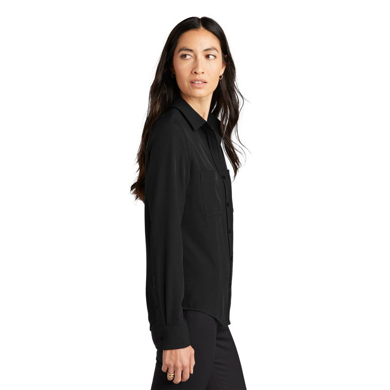 CAPELLA Mercer+Mettle™ Women's Stretch Crepe Long Sleeve Camp Blouse - Deep Black