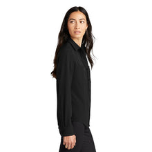 Load image into Gallery viewer, NEW CAPELLA Mercer+Mettle™ Women&#39;s Stretch Crepe Long Sleeve Camp Blouse - Deep Black