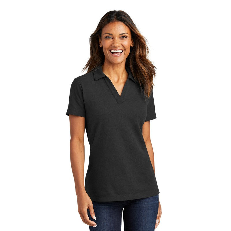 NEW CAPELLA Port Authority® Ladies C-FREE ™ Cotton Blend Pique Polo - Black