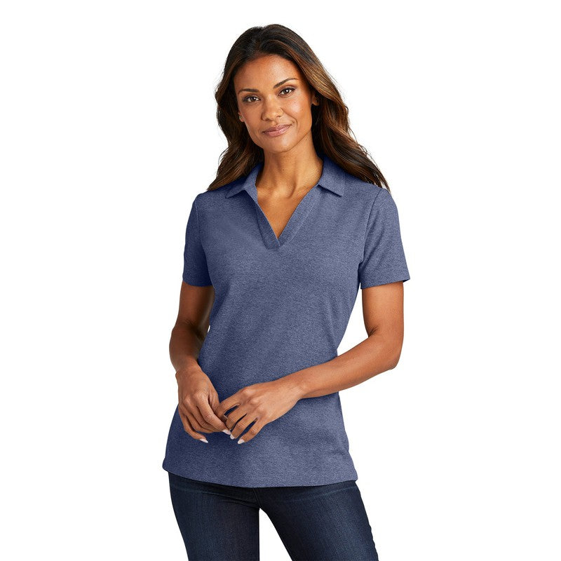 NEW CAPELLA Port Authority® Ladies C-FREE ™ Cotton Blend Pique Polo - Navy Heather