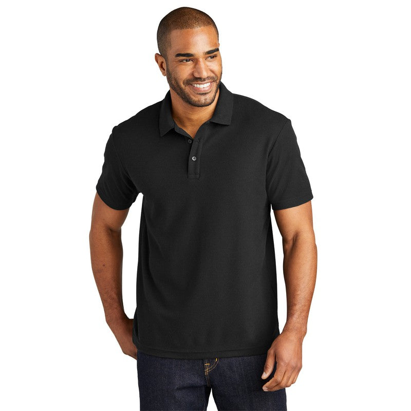 NEW CAPELLA Port Authority® C-FREE ™ Cotton Blend Pique Polo - Black