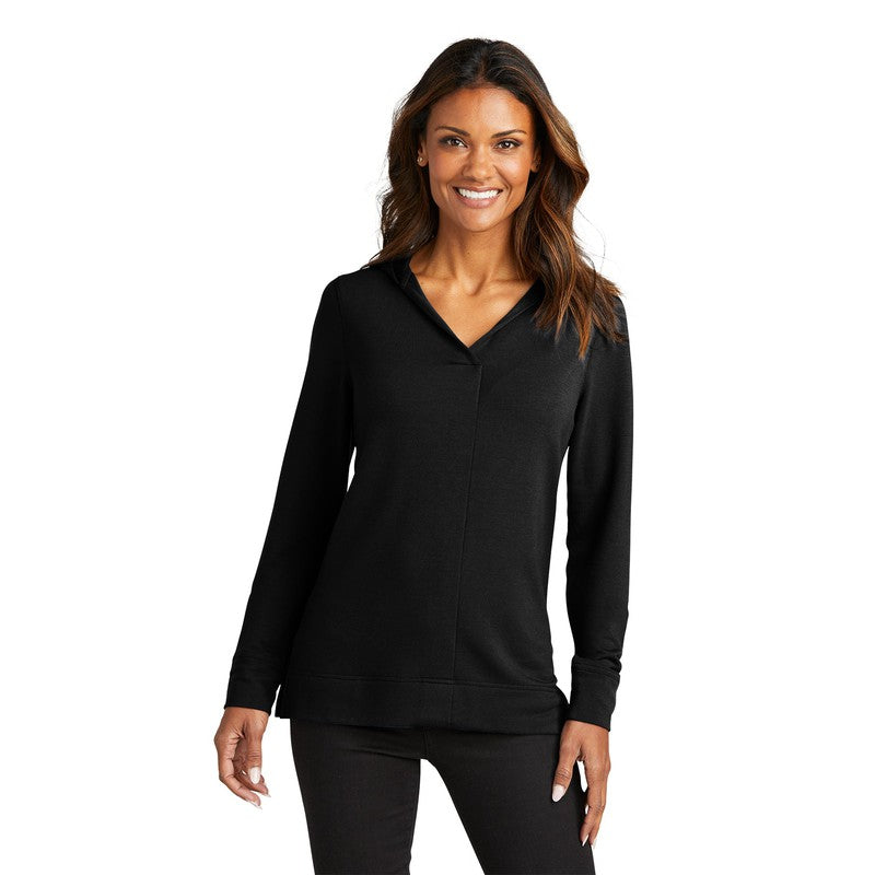 NEW CAPELLA Port Authority® Ladies Microterry Pullover Hoodie - Deep Black