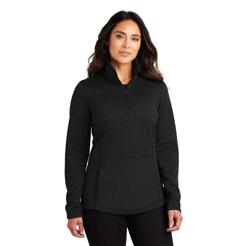 NEW CAPELLA Port Authority® Ladies Smooth Fleece 1/4-Zip - Deep Black