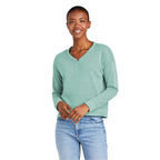 CAPELLA District® Women’s Perfect Tri® Fleece V-Neck Sweatshirt - Heathered Eucalyptus Blue