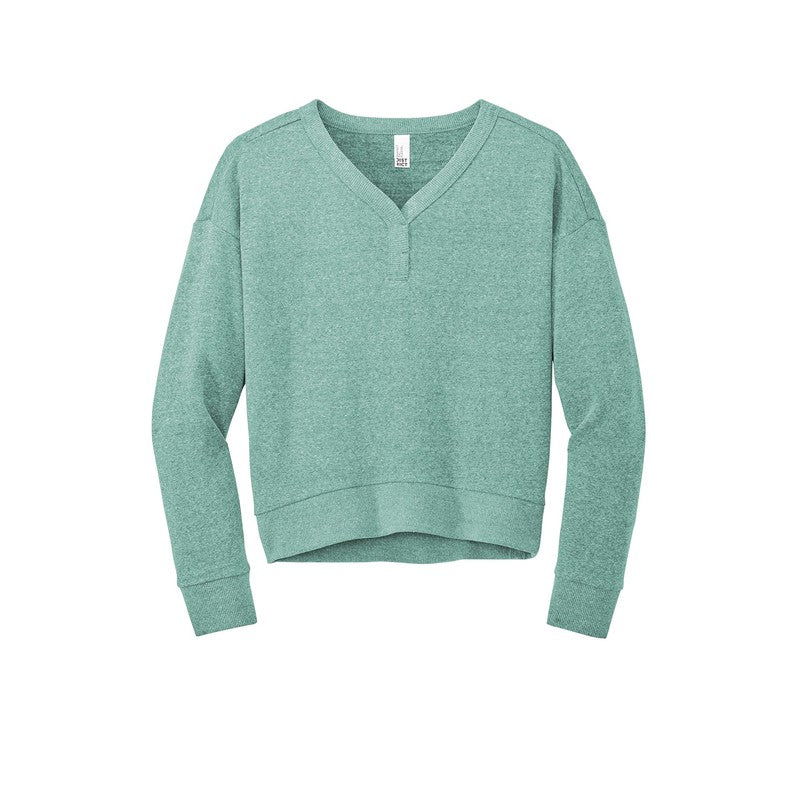 CAPELLA District® Women’s Perfect Tri® Fleece V-Neck Sweatshirt - Heathered Eucalyptus Blue