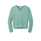 CAPELLA District® Women’s Perfect Tri® Fleece V-Neck Sweatshirt - Heathered Eucalyptus Blue