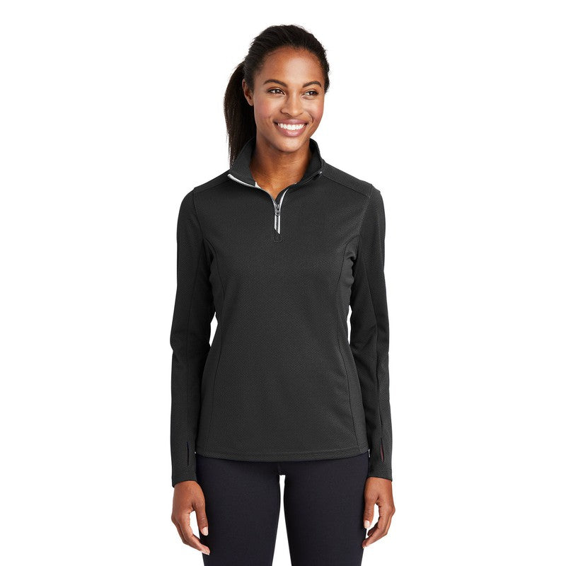 NEW Sport-Tek® Ladies Sport-Wick® Textured 1/4-Zip Pullover - Black