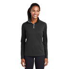 CAPELLA Sport-Tek® Ladies Sport-Wick® Textured 1/4-Zip Pullover - Black