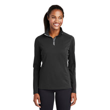 Load image into Gallery viewer, Sport-Tek® Ladies Sport-Wick® Textured 1/4-Zip Pullover - Black