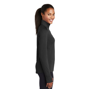 Sport-Tek® Ladies Sport-Wick® Textured 1/4-Zip Pullover - Black
