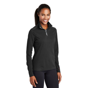 Sport-Tek® Ladies Sport-Wick® Textured 1/4-Zip Pullover - Black