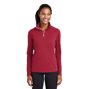 Sport-Tek® Ladies Sport-Wick® Textured 1/4-Zip Pullover - Deep Red
