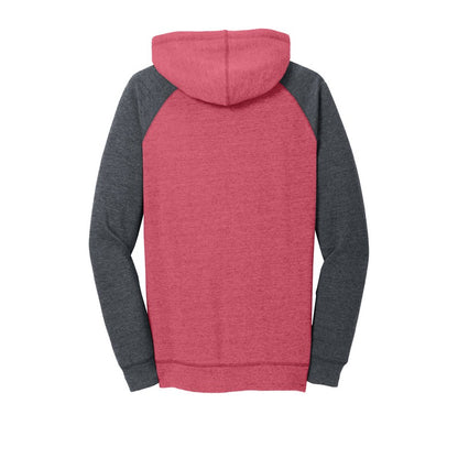 NEW CAPELLA District ® Women’s Lightweight Fleece Raglan Hoodie - Heathered Red/ Heathered Charcoal