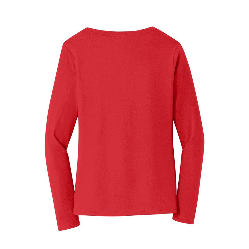 NEW CAPELLA Port & Company® Ladies Long Sleeve Fan Favorite™ V-Neck Tee - Bright Red