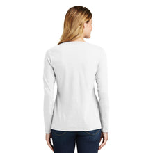 Load image into Gallery viewer, Port &amp; Company® Ladies Long Sleeve Fan Favorite™ V-Neck Tee - White