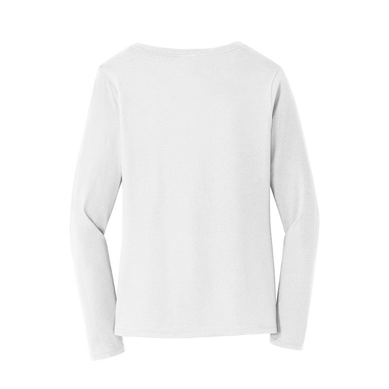 NEW CAPELLA Port & Company® Ladies Long Sleeve Fan Favorite™ V-Neck Tee - White