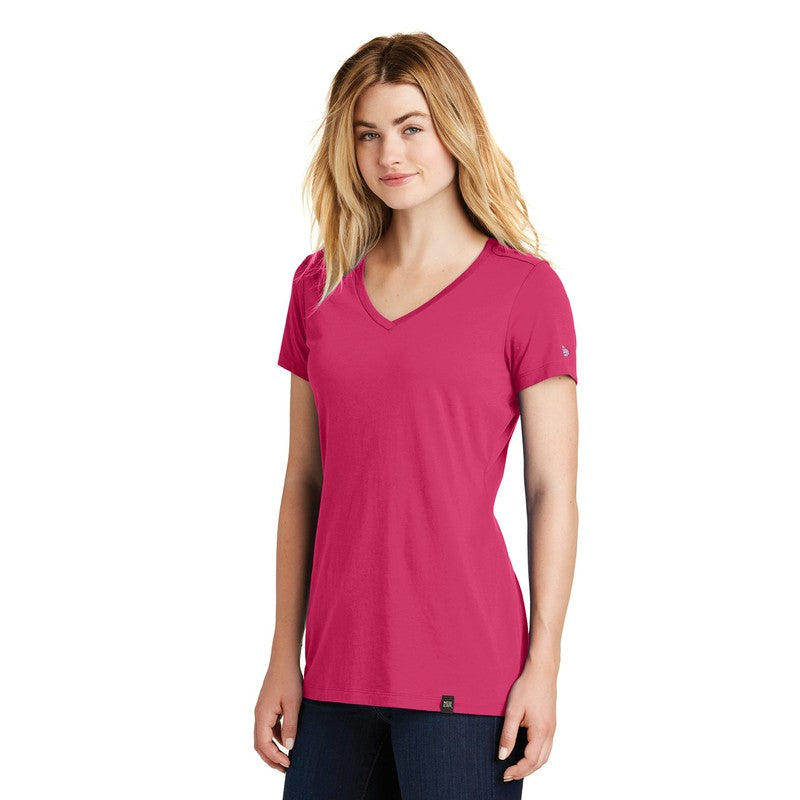 NEW CAPELLA New Era® Ladies Heritage Blend V-Neck Tee - Deep Pink