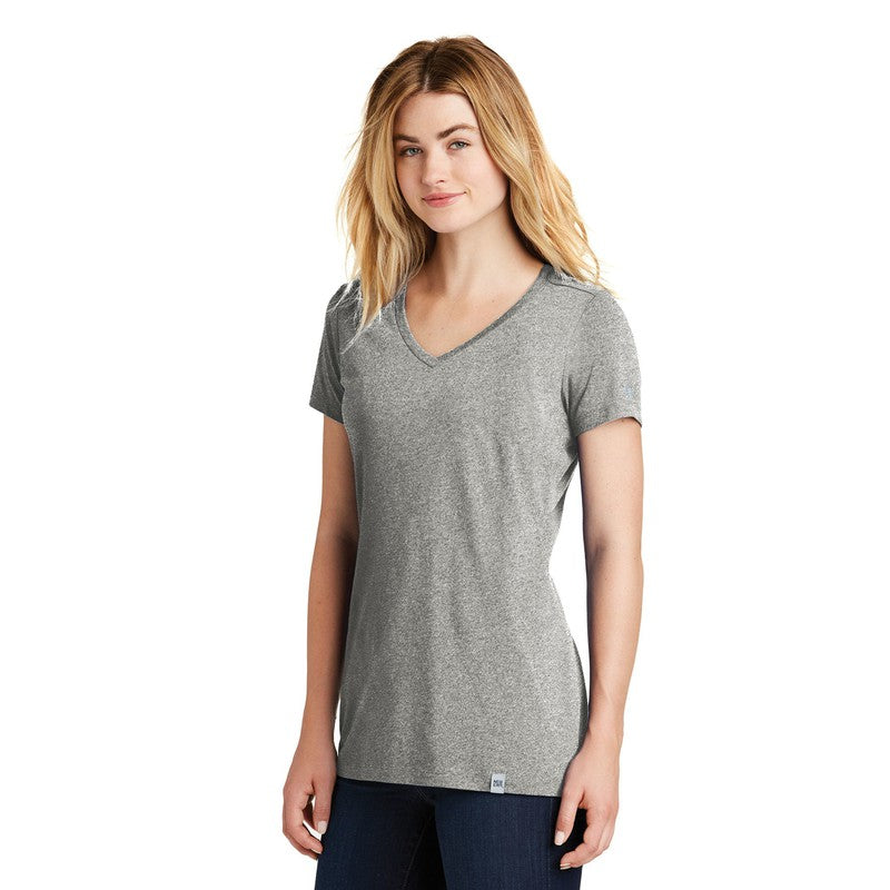 NEW CAPELLA New Era® Ladies Heritage Blend V-Neck Tee - Light Graphite Twist