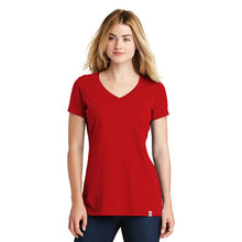 Load image into Gallery viewer, New Era® Ladies Heritage Blend V-Neck Tee - Scarlet