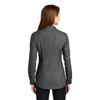CAPELLA Port Authority ® Ladies Pincheck Easy Care Shirt - Black/ Grey Steel