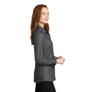 Port Authority ® Ladies Pincheck Easy Care Shirt - Black/ Grey Steel
