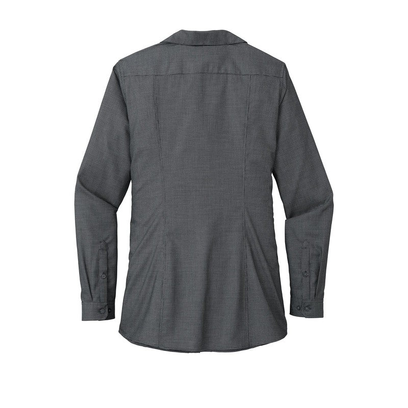 NEW Port Authority ® Ladies Pincheck Easy Care Shirt - Black/ Grey Steel