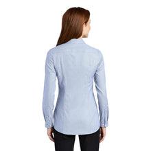 Load image into Gallery viewer, Port Authority ® Ladies Pincheck Easy Care Shirt - Blue Horizon/ White