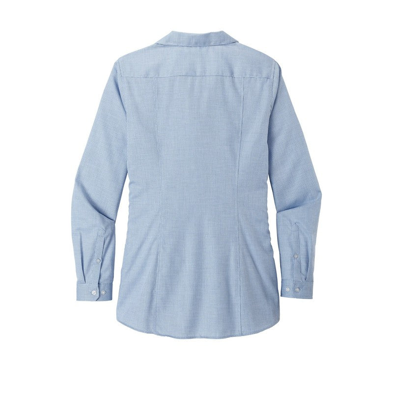 NEW CAPELLA Port Authority ® Ladies Pincheck Easy Care Shirt - Blue Horizon/ White