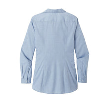 Load image into Gallery viewer, Port Authority ® Ladies Pincheck Easy Care Shirt - Blue Horizon/ White