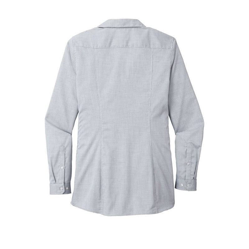 NEW CAPELLA Port Authority ® Ladies Pincheck Easy Care Shirt - Gusty Grey/ White