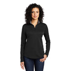CAPELLA Port Authority ® Ladies Silk Touch ™ Performance 1/4-Zip - Black/ Steel Grey