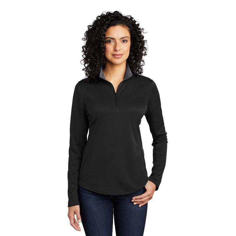 CAPELLA Port Authority ® Ladies Silk Touch ™ Performance 1/4-Zip - Black/ Steel Grey