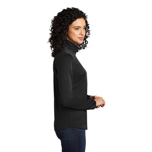 Port Authority ® Ladies Silk Touch ™ Performance 1/4-Zip - Black/ Steel Grey