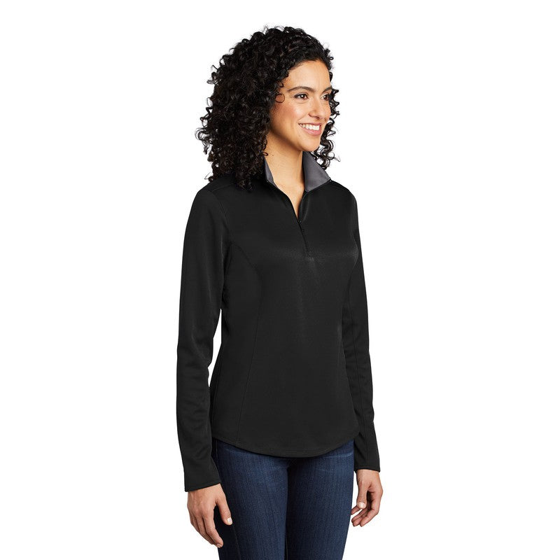 CAPELLA Port Authority ® Ladies Silk Touch ™ Performance 1/4-Zip - Black/ Steel Grey
