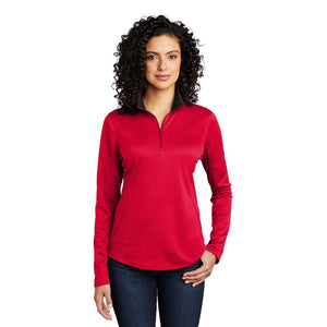 Port Authority ® Ladies Silk Touch ™ Performance 1/4-Zip - Red/ Black