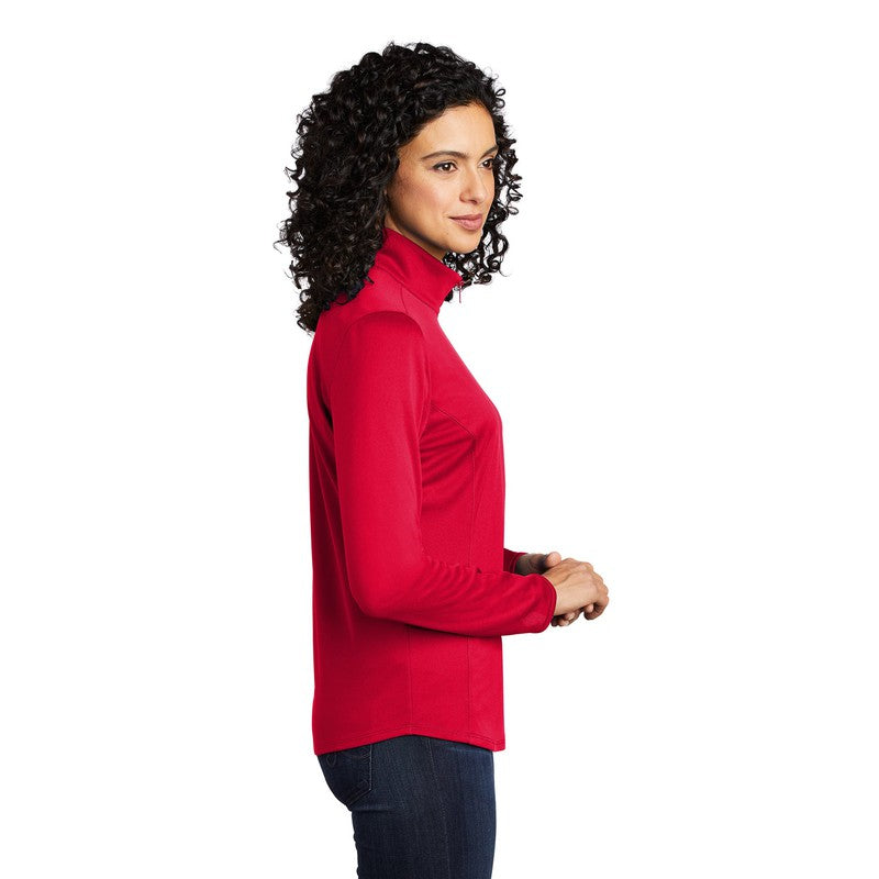 NEW Port Authority ® Ladies Silk Touch ™ Performance 1/4-Zip - Red/ Black