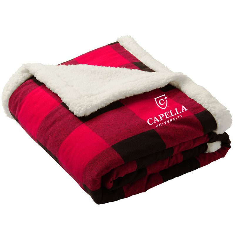 CAPELLA Flannel Sherpa Blanket - Buffalo Plaid
