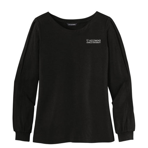 CAPELLA ALUMNI Ladies Luxe Knit Jewel Neck Top - Deep Black