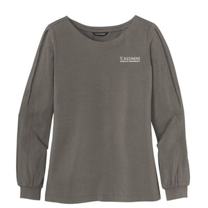 CAPELLA ALUMNI Ladies Luxe Knit Jewel Neck Top - Sterling Grey