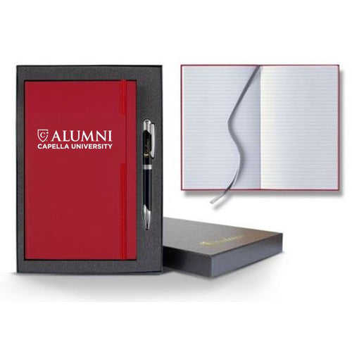 CAPELLA ALUMNI Matra Banded Medium Journal w/Pen and Gift Box - RED