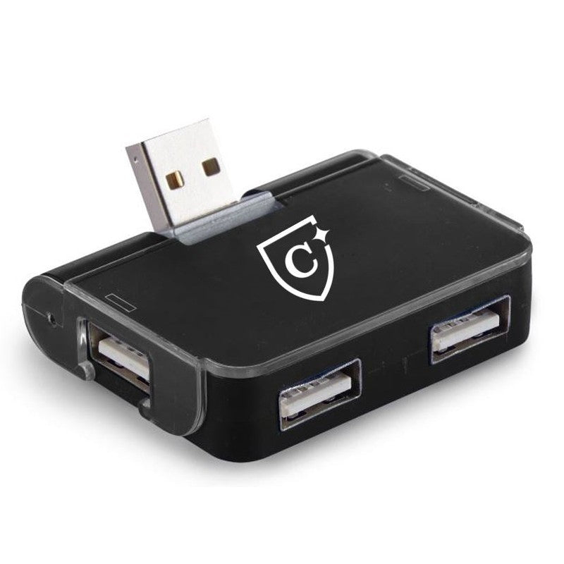 CAPELLA 4-PORT USB HUB WITH PHONE HOLDER - BLACK