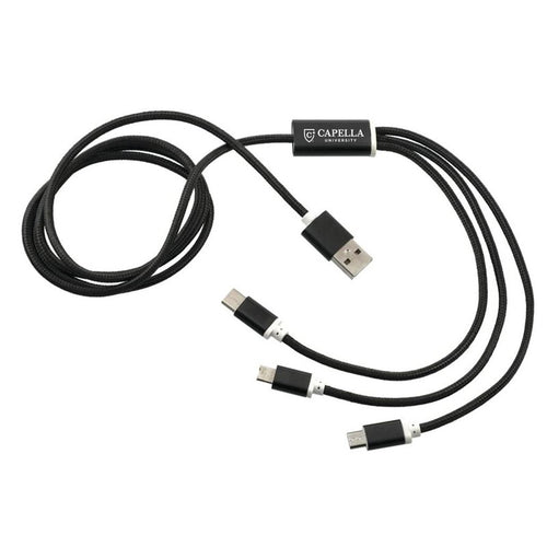 Realm 3-in-1 Long Charging Cable - BLACK