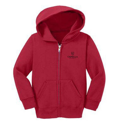 Port & Company® Toddler Core Fleece Full-Zip Hooded Sweatshirt-RED