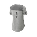 CAPELLA Sport-Tek ® Ladies PosiCharge ® Tri-Blend Wicking Fan Tee - Dark Grey Heather/ Light Grey Heather